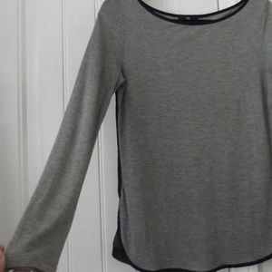 Women's XS Long Sleeved GAP Tee Gray Chiffon Trim